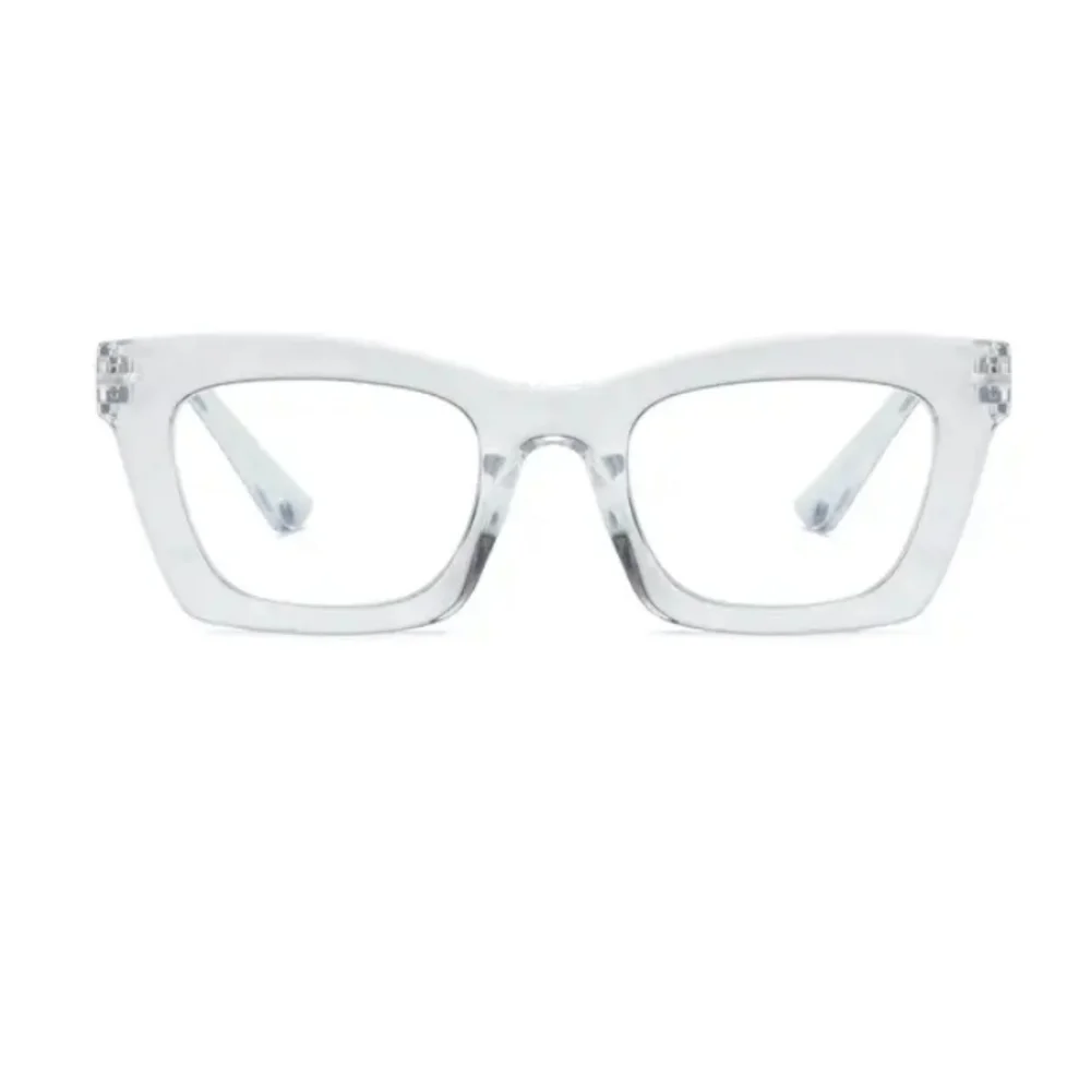 +3.50 Square reading glasses Oprah style Clear frame Blue light blocking readers